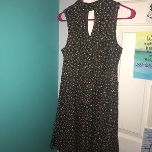 Army green floral dress